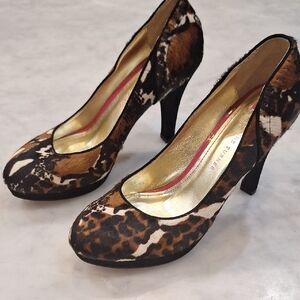 Animal Print Calf Hair 4" High Heels Elaine Turner Cow‎ Print Leopard Size 8.5